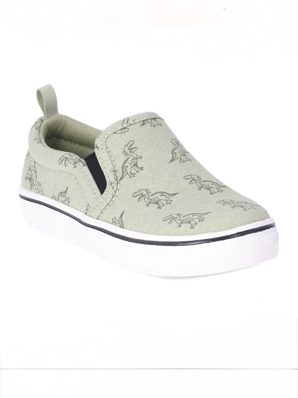WN Boys Dinosaur Green Slip-On Canvas Sneakers Size 13 NWT
